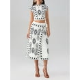 thumbnail image 3 of Elippeo Women's 2 Piece Skirt Outfits Short Sleeve Boho Pattern Print Tops Long Skinny Skirt Set, 3 of 9