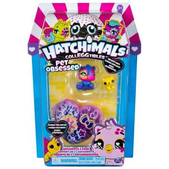 Hatchimals CollEGGtibles, Pet Obsessed HatchiPets 2-Pack with 2 CollEGGtibles and 2 Pets (Styles May Vary)