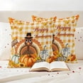 thumbnail image 3 of Thanksgiving Outdoor Waterproof Pillow Covers, Fall Orange Pumpkin Turkey Maple Leaf Plaid Decorative Square Throw Pillowcase Sofa Cushion Sham for Patio/Couch/Chair, 20"x20" 2 Pack, 3 of 8