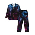 thumbnail image 1 of Balery Futuristic Purple Panther Pijama para Hombre de Dos Piezas con Manga Larga, Conjunto de Dormir y Descanso Suave con Bolsillos-Small, 1 of 7