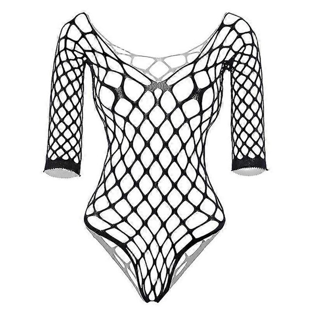 Lencería femenina Bikini de manga larga Trajes de cuerpo Sexy Mujeres Verano Malla grande Ver