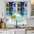thumbnail image 4 of Windows Seascape Kitchen Window Curtains, Swag Curtains Valance for Bedroom Living Room Bathroom, Summer Beach Coastal Palm Trees Rod Pocket Window Treatment Curtain Block Drapes 2 Panels 36"x36", 4 of 9