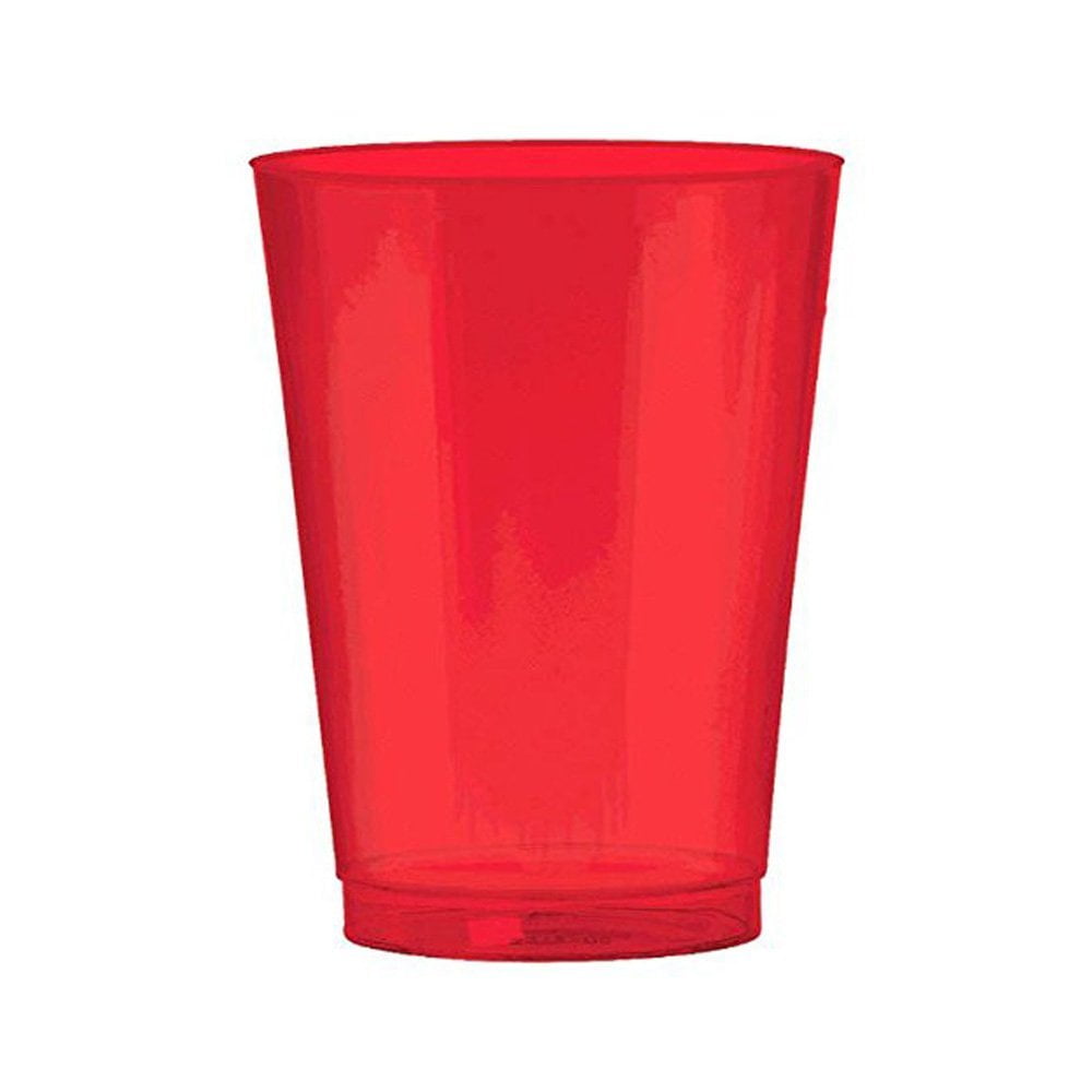 Red Cups 10 Ounce Shiny Red Plastic Cups. Pack Includes 50 High Quality