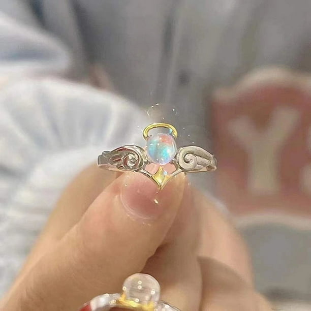 Fiudx Elegantes Pendientes de Piedra, Anillo de Cristal de Circón Retro, Conjunto de Joyería de Moda, Regalo de San Valentín, Sorpresa para El Día de La Madre, Accesorios de Boda, Declaración de Moda