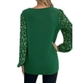 thumbnail image 2 of HUBERY Women Floral Printed Long Sleeve Crew Neck Solid Color Pullover Top, 2 of 7