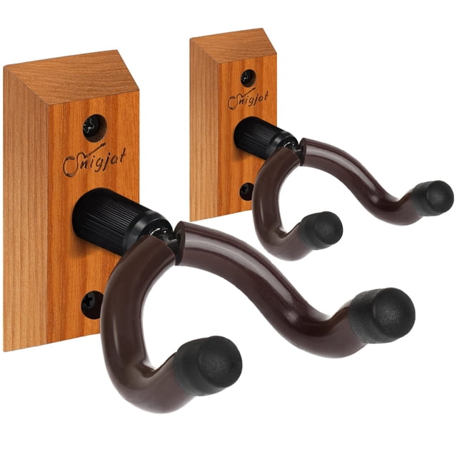 Soporte de pared para guitarra SNIGJAT, soporte de madera dura, paquete de 2 unidades para guitarra