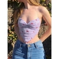 thumbnail image 2 of Biekopu Women's SummerBackless Suspender, Floral Printed Irregular Hem Slim Wrap Chest Suspender Top, Pool Party Casual Clothing, 2 of 9