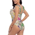 thumbnail image 5 of Yiaed Colorful Poodle Dog Print Women's Ruffled One Piece Swimsuit V Neck Swimwear Slimming Monokini for Woman-Large, 5 of 8