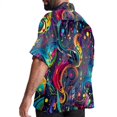 thumbnail image 3 of Note Men's Short Sleeve Casual Printed Button Down Beach Shirt Summer Unisex Top, 3 of 6