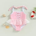 thumbnail image 2 of Girls Romper Swimsuit Sleeveless Off Shoulder Mesh Dress Bodysuit, 2 of 8