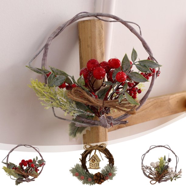 mfyjkho Mini guirnaldas de plástico para colgar, decoración festiva para puertas y árboles, 15 x 15 cm y 18 x 18 cm.
