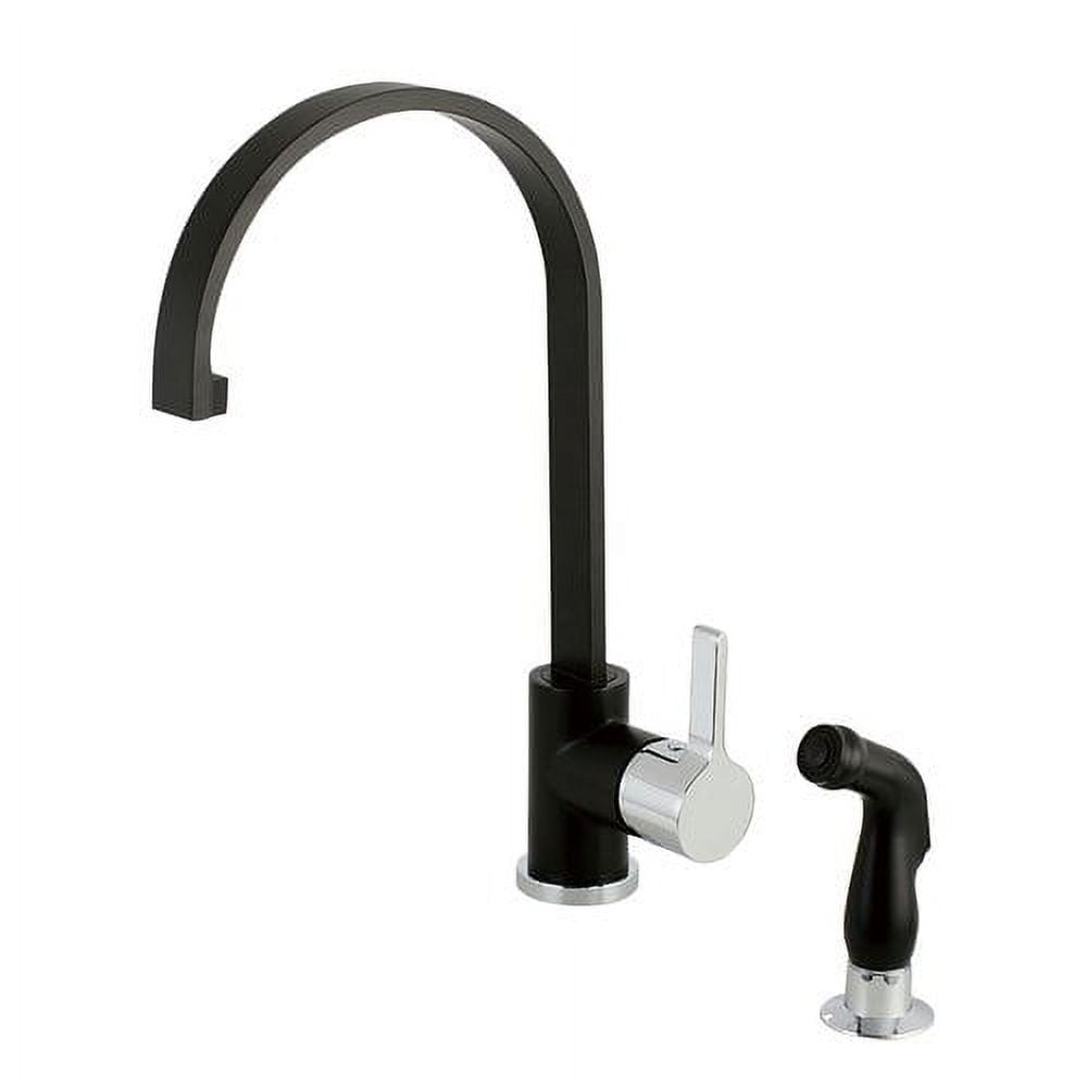 Faucetaire LS8710CTLSP Continental 8" Centerset Single-Handle Kitchen Faucet with Side Sprayer, Matte Black