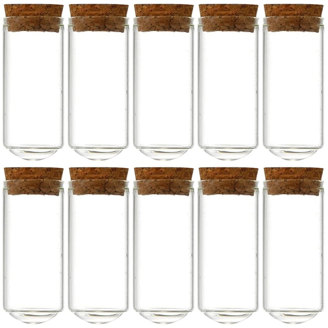 10 piezas pequeñas botellas de vidrio de corcho botellas de deseos multifunción delicadas en miniatura, set de 10 frascos transparentes cilíndricos de vidrio con tapón de corcho, cada uno aprox. 6.00x3.00x3.00 cm; aptos para arena, polvo decorativo, papel de deseo o muestras de perfume; su tamaño también los hace adecuados para colocar como recuerdos de boda o para manualidades.