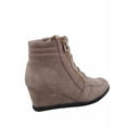 thumbnail image 2 of Peggy-56 Women's High Top Fashion Round Toe Lace Up Wedge Sneaker Shoes ( Taupe, 8.5), 2 of 3