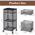 thumbnail image 3 of 3 Drawer Mobile File Cabinet for Home Office, Rolling Filing Cabinet on Lockable Wheels, Hanging File Folders Organizer, Utility Cart Storage and Organizer, Printer Stand, Black, 3 of 14