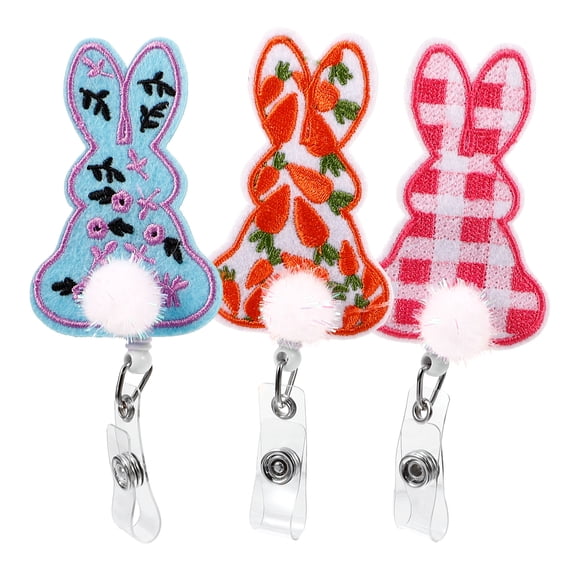 3pcs Easter Bunny Badge Holders Retractable Clips Badge Holder