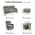 thumbnail image 2 of Planntonneo 8 Pieces Wicker Outdoor Patio Furniture Set with Fire Pit Table, 4 Swivel Rocking Chairs and Sofa with 6" Thick Cushion and 2 Ottomans for Porch Deck Garden Backyard, Grey/Grey, 2 of 16