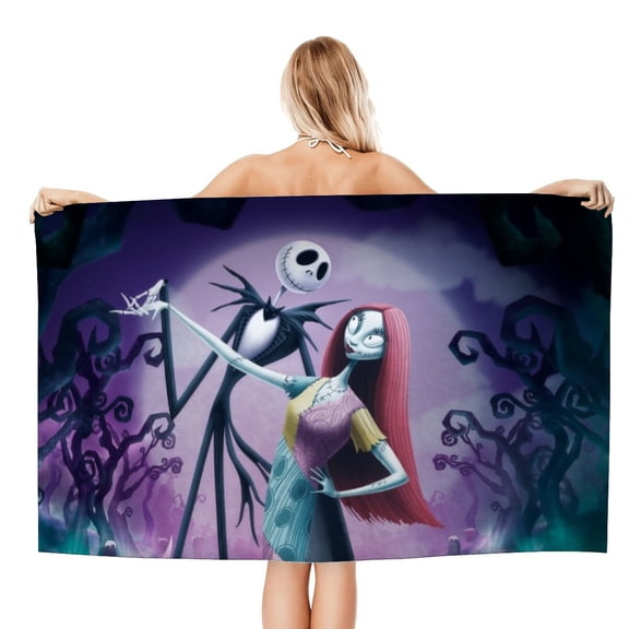 The Nightmare Before Christmas Beach Towel Microfiber Absorbent Soft Pool Bath Towel Quick Dry for Adult Boys Girls Lightweight 30.7"X63"