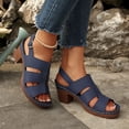 thumbnail image 3 of Dakaela Women's Platform High Heels Chunky Block Heeled Sandals Slingback Open Toe Comfortable Wedding Party Prom Dress Shoes Size 6-10 Blue, 3 of 9