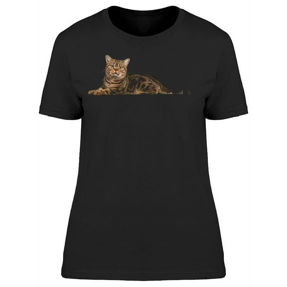 Laying Down Shorthair Cat T-Shirt Women -Image by Shutterstock, Female Medium
