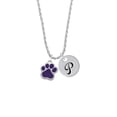 thumbnail image 2 of Delight Jewelry Silvertone Large Purple Paw Silvertone Script Initial Disc - P - Charm Necklace, 20"+3", 2 of 4