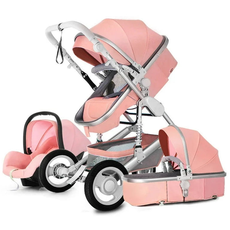 Luxury Baby Stroller 3 in 1 Infant Stroller Set Portable Reversible High Landscape Baby Carriage Trolley Travel Pram 7Gifts Walmart