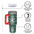 thumbnail image 4 of Green Christmas Snowflake Pattern Tumbler with Handle and Lid,40oz Double Wall Vacuum Insulated Tumbler,Cups Gift for Women and Men, 4 of 7