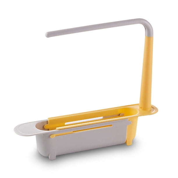 Monstrate Estante de plástico para almacenamiento de fregadero, escurridor de , multifuncional, para ahorrar espacio, para cocina, soporte para Almacenamiento y organización del hogar Amarillo