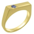 thumbnail image 1 of LBG British Made 9k Yellow Gold Natural Tanzanite Mens Band Ring - 33 size options - Size 9.5, 1 of 6