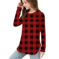 thumbnail image 6 of OVBMPZD Lightweight Girls Undershirts Tunic Red Long Sleeve Crewneck Checkered Pullover Side Split Blouses Girls Tops Size 5 Years, 6 of 6