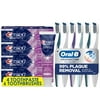 Oral-B Crossaction Soft Toothbrushes, Deep Plaque Removal (6 Count) + Crest 3D White Toothpaste, Advanced Luminous Mint, Teeth Whitening Toothpaste, 3.7 Oz (Pack Of 4)