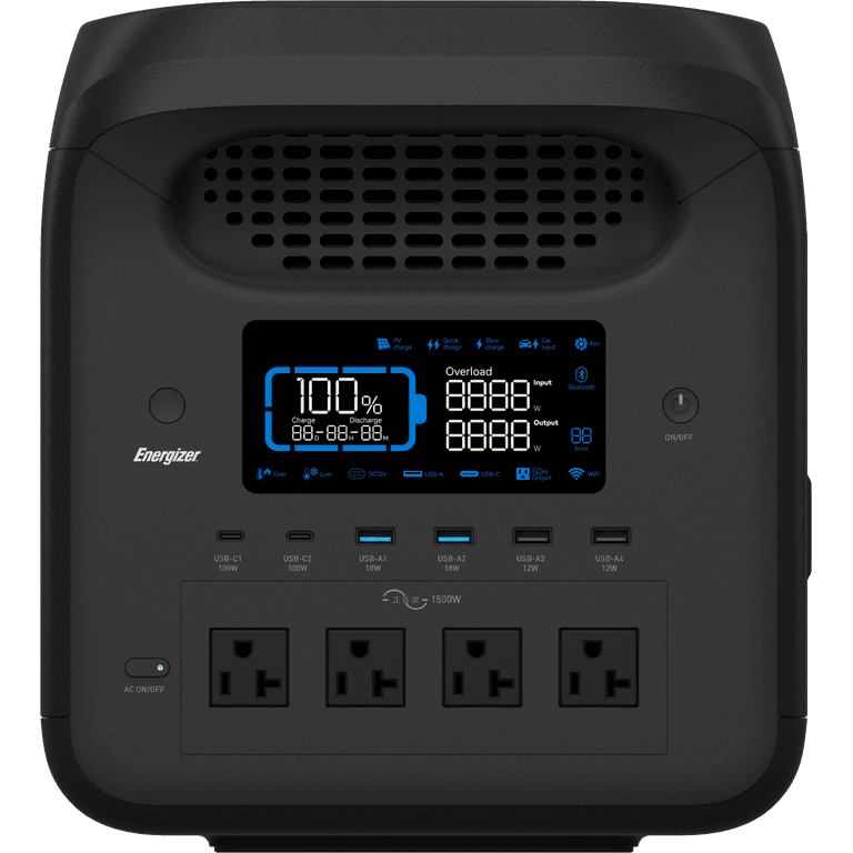 Energizer Solar Portable Power Station Peak 1800, Solar Rechargeable,  1229Wh Capacity LiFePO4 Battery, for Camping and Emergency, Black -  Walmart.com