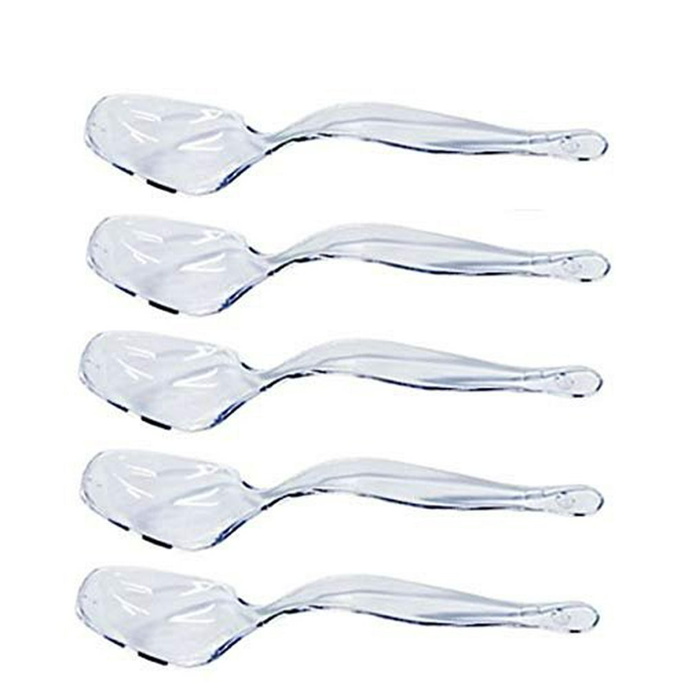 12 Clear Plastic Serving Spoons Disposable Heavy Duty Hard Plastic