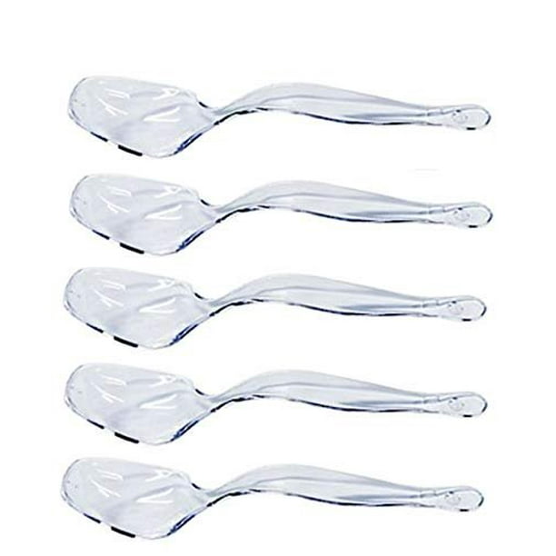 12 Clear Plastic Serving Spoons Disposable Heavy Duty Hard Plastic