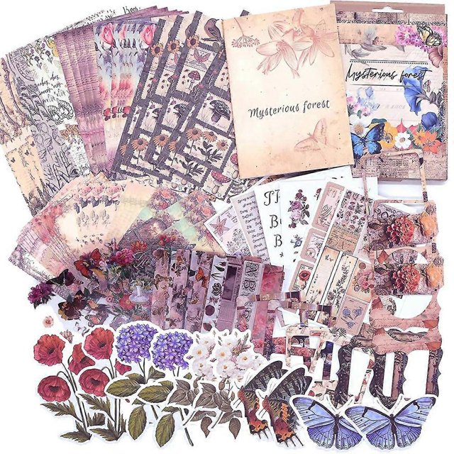 Scrapbook Supplies, (361Pcs) Vintage Aesthetic Scrapbook Kit with Paper, Stickers, Picture Frames, A6 Notebook Blank