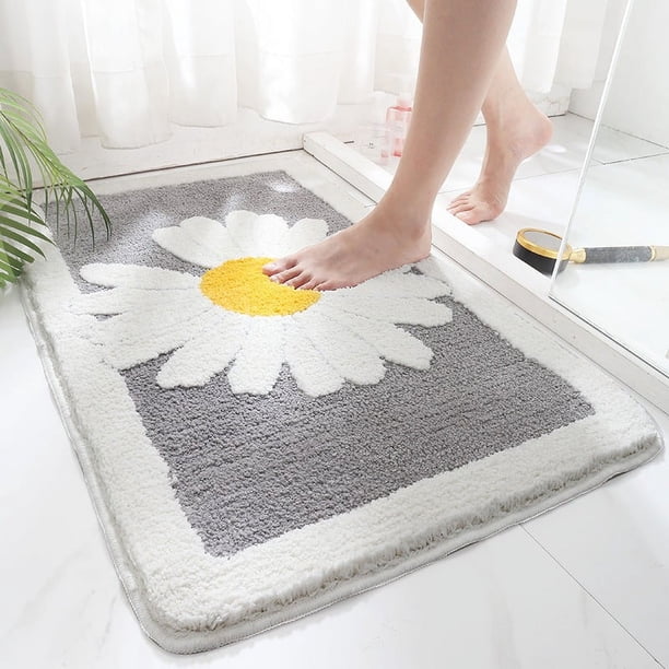 Alfombras de baño peludas de microfibra Ultra suaves grises de 50*80cm, alfombras de baño Extra absorbentes, lavables a máquina/secas, baño antideslizante