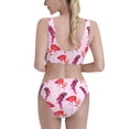 thumbnail image 5 of High Waisted Bikini Sets For Women, Striped Parakeet Flamingo Pink Swimsuits Tummy Control, Two Pieces Bathing Suit, 5 of 8