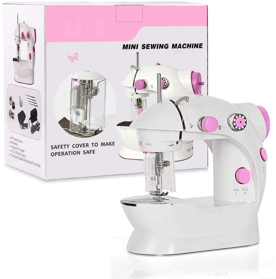 Mini Sewing Machine, Portable Adjustable 2-Speed Double Thread Sewing Machine with Needle Protector