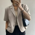 thumbnail image 2 of vigerkar Cropped Blazers for Women Spring Summer Short Sleeve Jackets Casual Lightweight Work Office Blazer Tops Khaki, L, 2 of 3