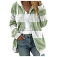 thumbnail image 2 of Sksloeg Jackets for Women Trendy Print Zip Up Cardigan Coats Oversized Fluffy Sherpa Outerwear with Pockets,Mint Green 5XL, 2 of 7