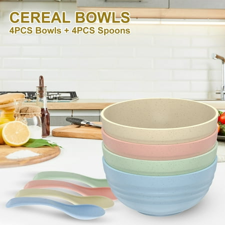 

Relax love Unbreakable Cereal Bowls 4Pcs Cereal Bowl Set Unbreakable Bowl Lightweight Reusable Dessert and Salad Bowl Durable Breakfast for Kitchen Breakfast Oatmeal Fruit 4 bowls