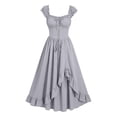 thumbnail image 4 of Huowey Dresses Womens Halloween Fancy Cosplay Party Gown Irregular Ruffles Square Neck Short Sleeve Flowy Eye-Catching Halloween Dress,Grey,M, 4 of 4