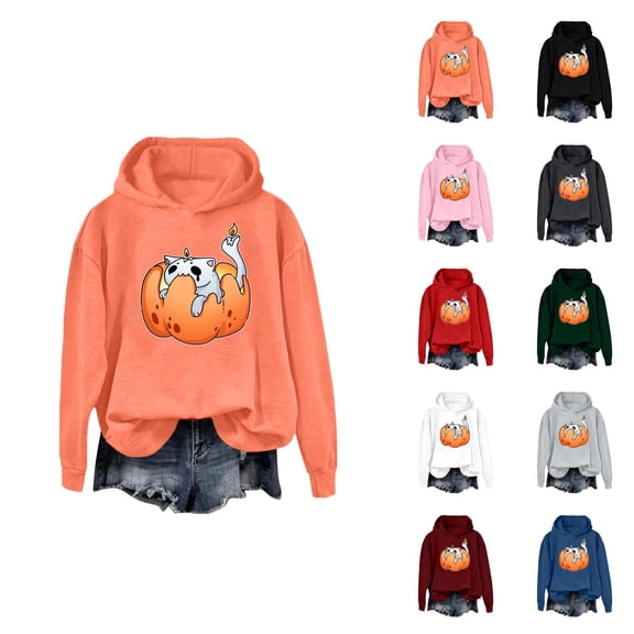 Oversized Zip Up Hoodie Women Cropped Hoodie Womens Sweatshirt Casual Hoodie Style Women's Casual Halloween Print Hoodie Soft Comfortable Pullover Sweatshirt For Everyday Wear Spring And Summer
