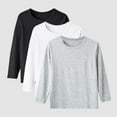 thumbnail image 2 of Ulanda 3 Pack Girls Long Sleeve Shirts Soft Cotton Crewneck Plain Tops Tees Clothes for Kids Tween (Black, 1-2 Years), 2 of 4