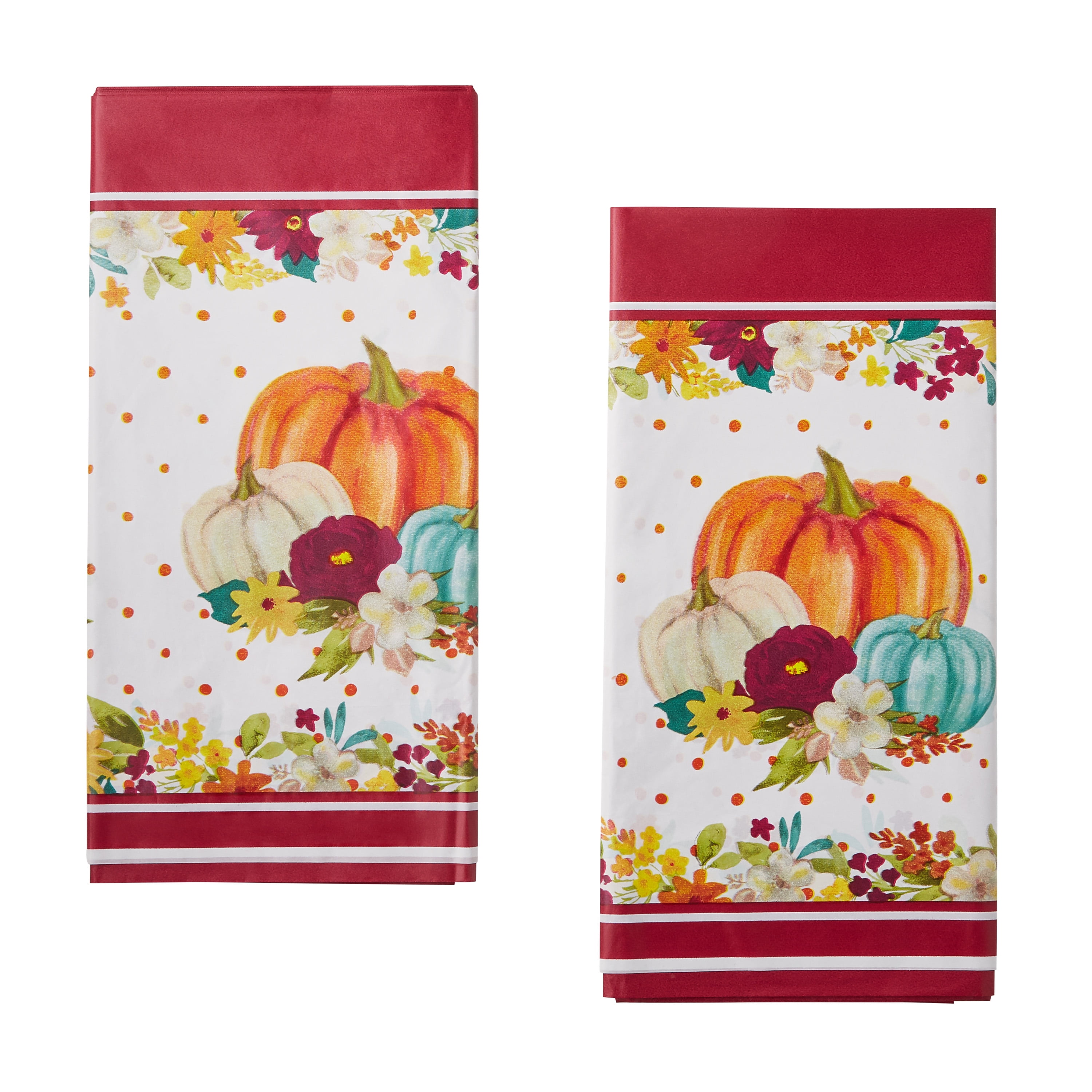 The Pioneer Woman Pumpkins 54' x 108' Disposable Table Covers, 2 Count