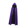 thumbnail image 2 of Capa de Halloween, capa medieval reversible para presentaciones en el escenario, disfraces, fiestas temáticas Capucha negra y morada, 2 of 8