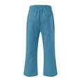 thumbnail image 4 of QATAINLAV Capri Pants for Women Casual Summer Cotton Linen Capris Drawstring Elastic High Waist Cropped Trousers Loose Plus Size Wide Leg Pants Dark Blue L 90% off Clearance Sale, 4 of 6