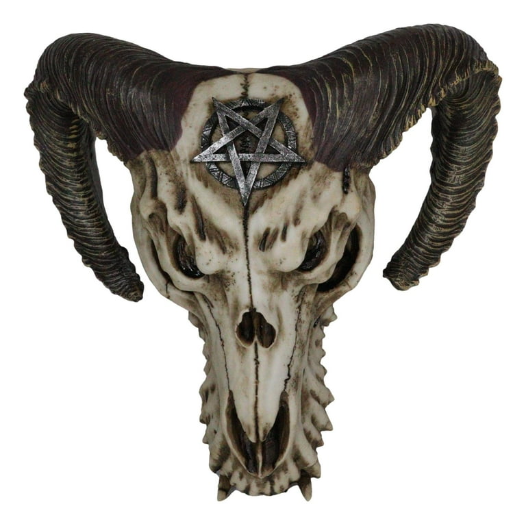 Satanic Sabbatic Goat Baphomet Ram Skull Head With Pentagram Sigil Wall  Decor 