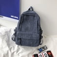 thumbnail image 4 of Sonducket para niña, bolsa de estudiante, bolso de hombro, multicolor, de gran capacidad, de pana, estilo Ins, dulce regalo, ligero Mochilas Azul (sin colgante), 4 of 6