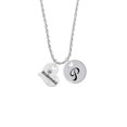 thumbnail image 2 of Delight Jewelry Silvertone Large Bridesmaid Heart Silvertone Script Initial Disc - P - Charm Necklace, 20"+3", 2 of 4